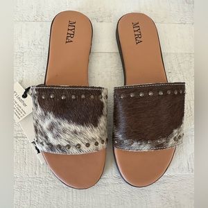 NWT leather & hairon sandals